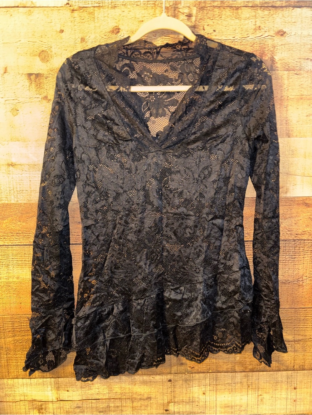Sexy Black Lace Ruffle Mini Dress - Picture 2 of 5